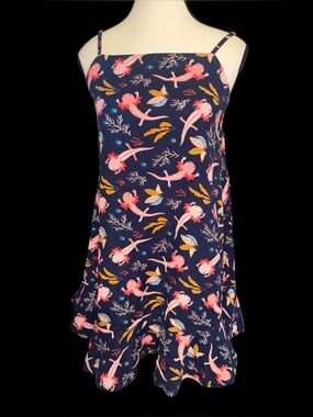 Attic Salt Dress Mini Novelty Print Axolotl Animal Linen Cotton Sundress SZ SM